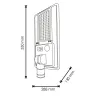 Tête lampadaire solaire candélabre projecteur led 100w-7000 lumens détecteur crépusculaire et mouvement