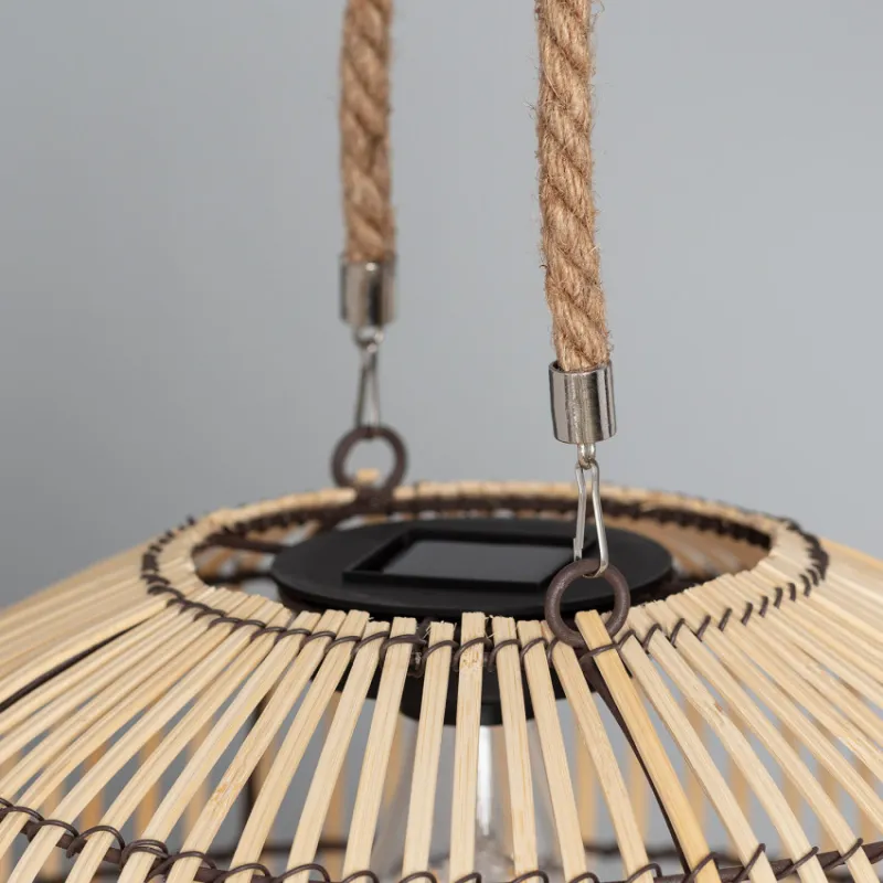 Lampe a poser solaire rotin étanche extérieur nomade lumineuse
