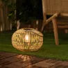 Lampe a poser solaire rotin étanche extérieur nomade lumineuse