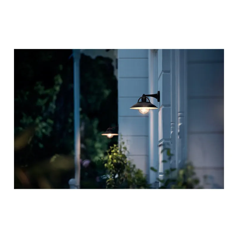 Applique extérieur Philips noire ip44 culot e27 bas