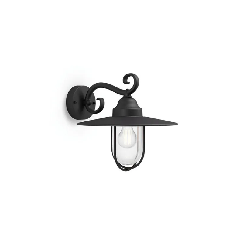 Applique extérieur Philips noire ip44 culot e27 bas