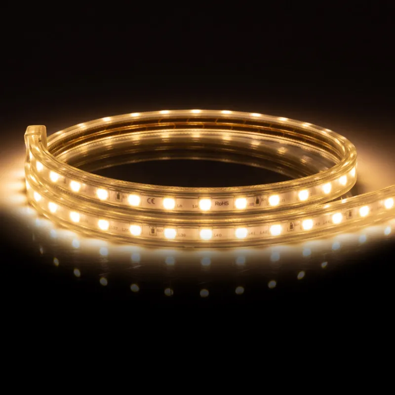 Ruban lumineux strip led 220v ip65 3000k flexible ultra lumière blanc chaud