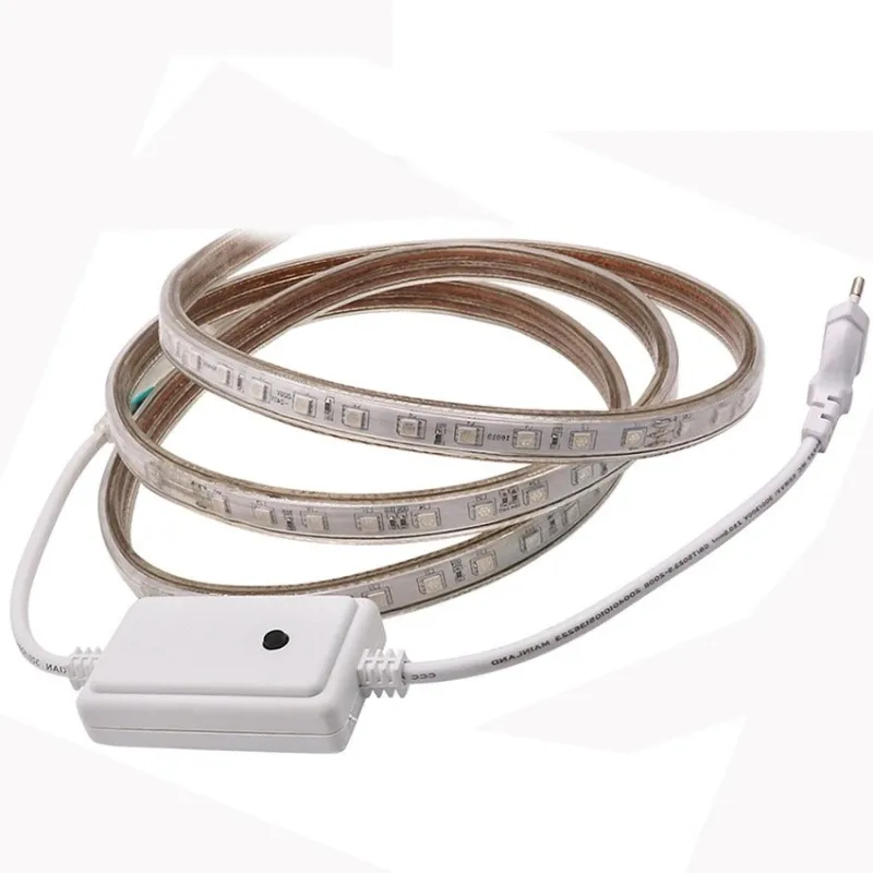 Ruban lumineux strip led 220v ip65 rgb flexible ultra lumière couleurs