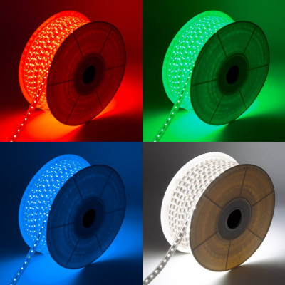 Ruban lumineux strip led 220v ip65 rgb flexible ultra lumière couleurs
