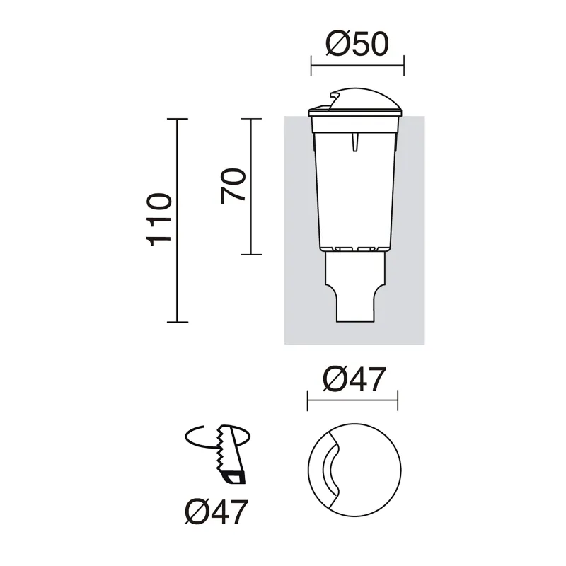 Encastré de sol 1 fenêtre RAIN IP67 G9 LED Bulb 1.70W 3000K Gris