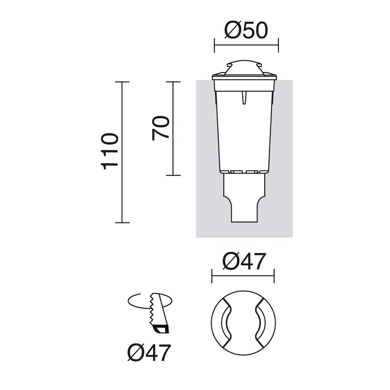Encastré de sol 2 fenêtres RAIN IP67 G9 LED Bulb 1.70W 3000K Noir