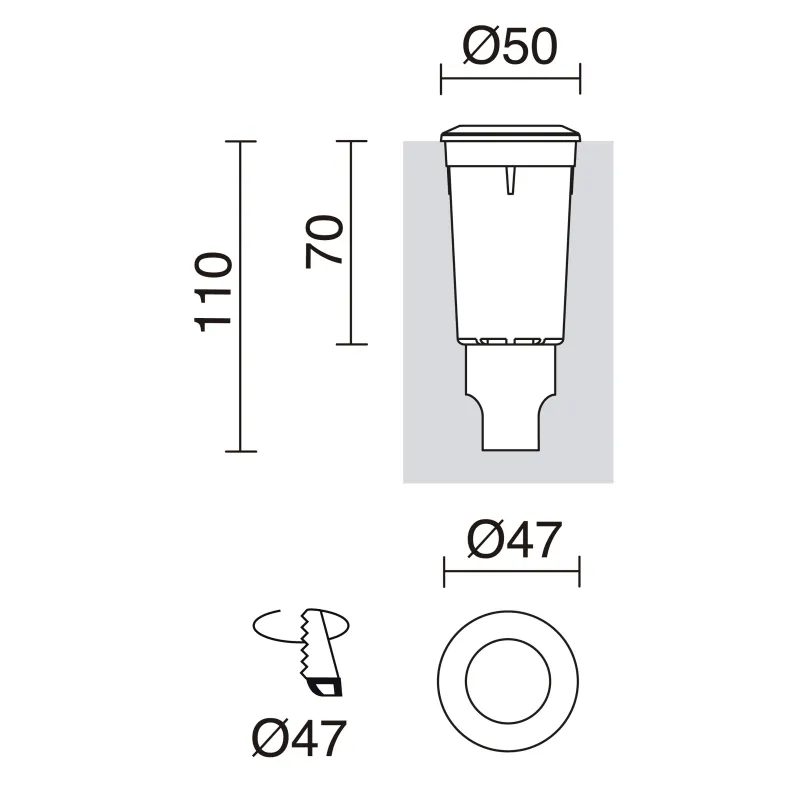 Encastrement mural / sol RAIN IP67 G9 LED Bulb 1.70W Noir