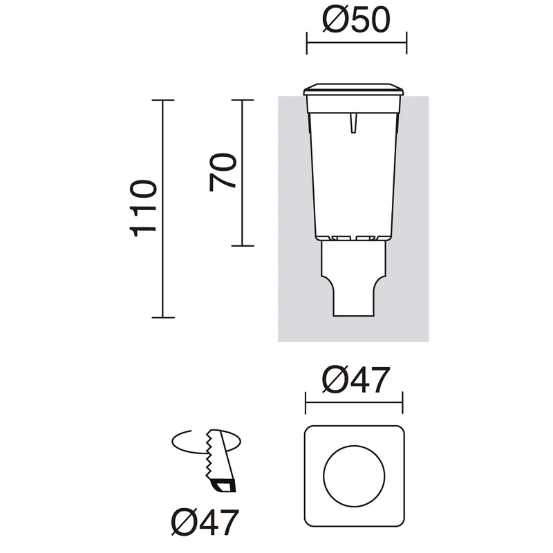 Encastrement mural / sol RAIN IP67 G9 LED Bulb 1.70W 3000K Gris