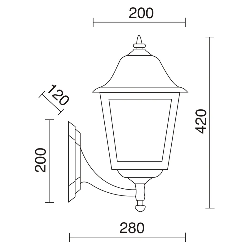 Applique ROB IP43 E27 70W Noir