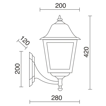 Applique ROB IP43 E27 70W Noir