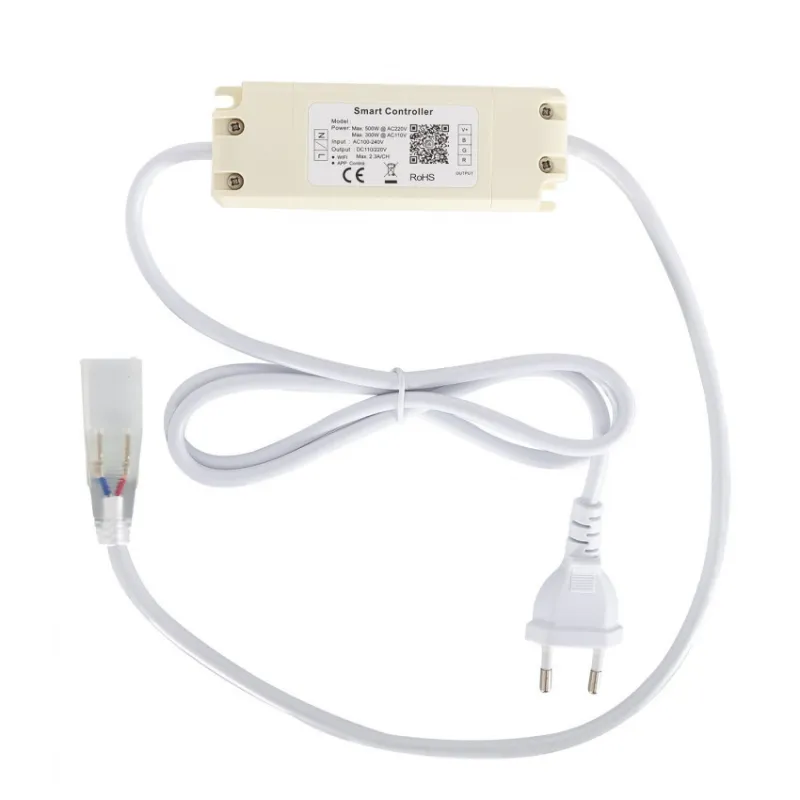 Ruban lumineux strip led 220v ip65 jaune flexible contrôleur wifi couleurs
