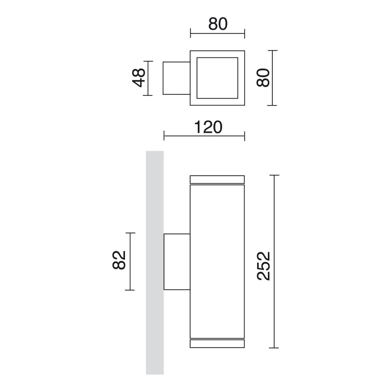 Applique SETH IP65 LED SMD AC 2x4W 4000K Anthracite