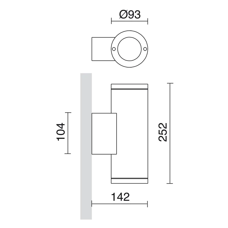 Applique SETH IP65 LED SMD AC 2x4W 4000K Anthracite