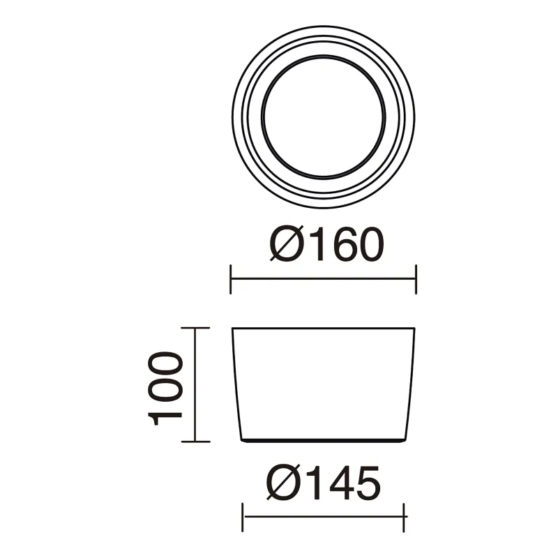 Plafonnier MIST IP55 GX53 LED Bulb 10W 3000K Noir