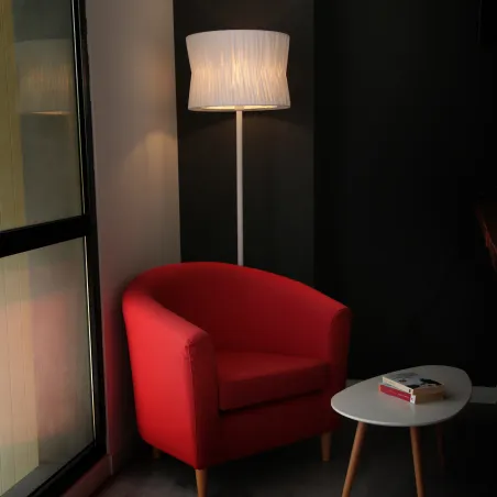 Lampadaire CORA E27 60W Blanc Ruban enveloppé blanc
