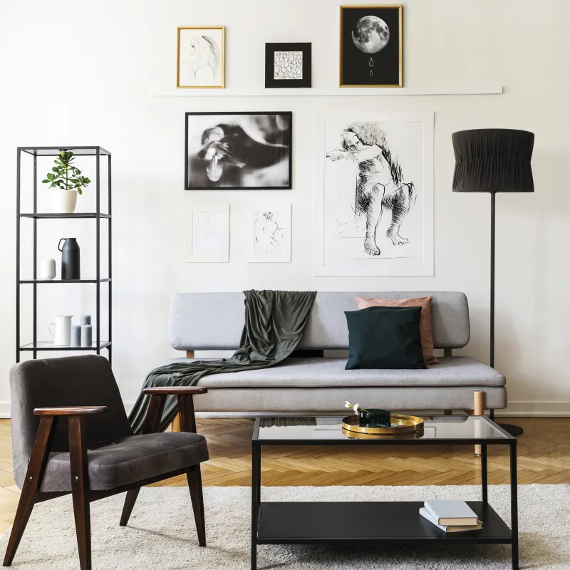 Lampadaire CORA E27 60W Noir Ruban enveloppé noir