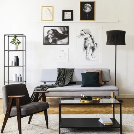 Lampadaire CORA E27 60W Noir Ruban enveloppé noir