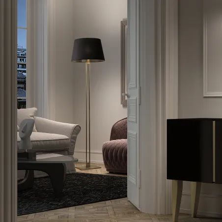 Lampadaire CLASSICAL E27 60W Or Coton noir