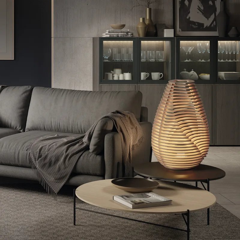 Lampe à poser TWIST GX53 LED T2 10W 3000K Bois de hêtre
