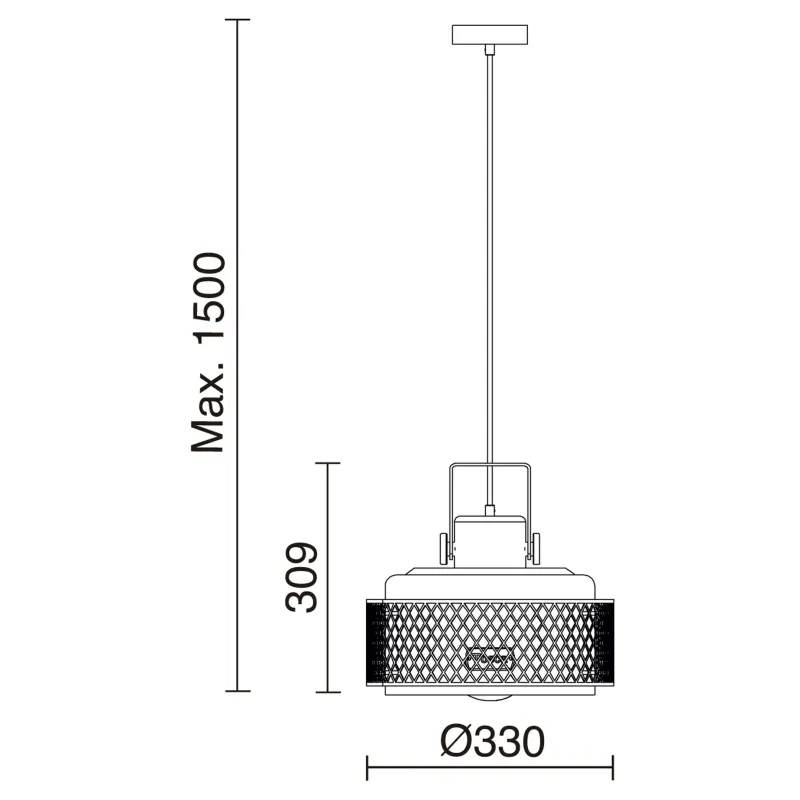 Suspension TOSCA E27 60W Noir