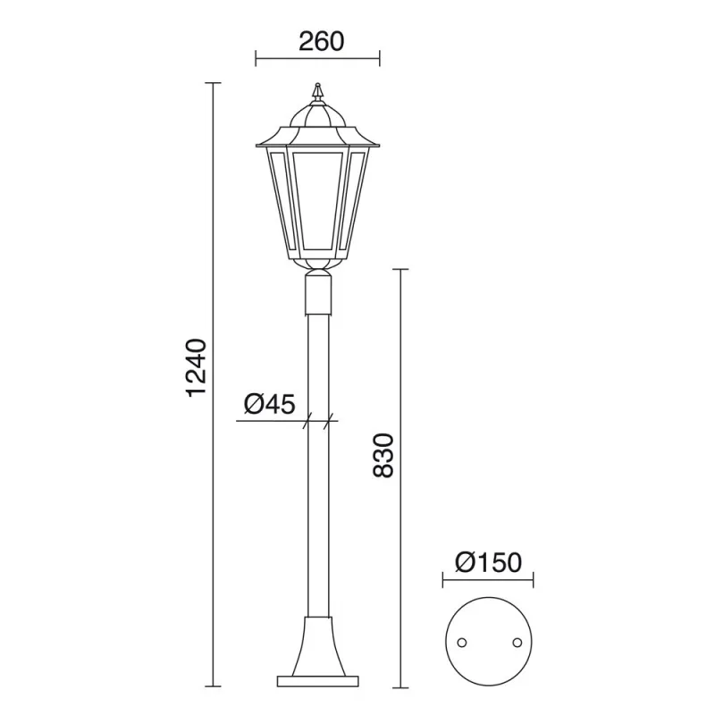 Lampadaire 1 l. Noir (257-1-Tn) - Pas cher