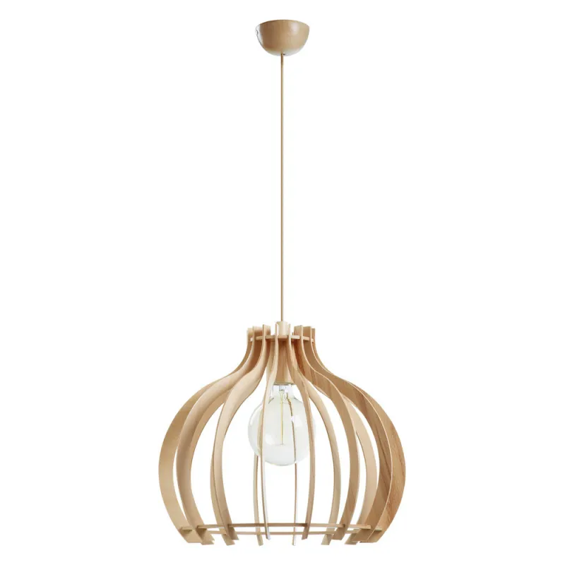 Suspension  CUSKA IP20 E27 60W Bois hêtre - Pas cher
