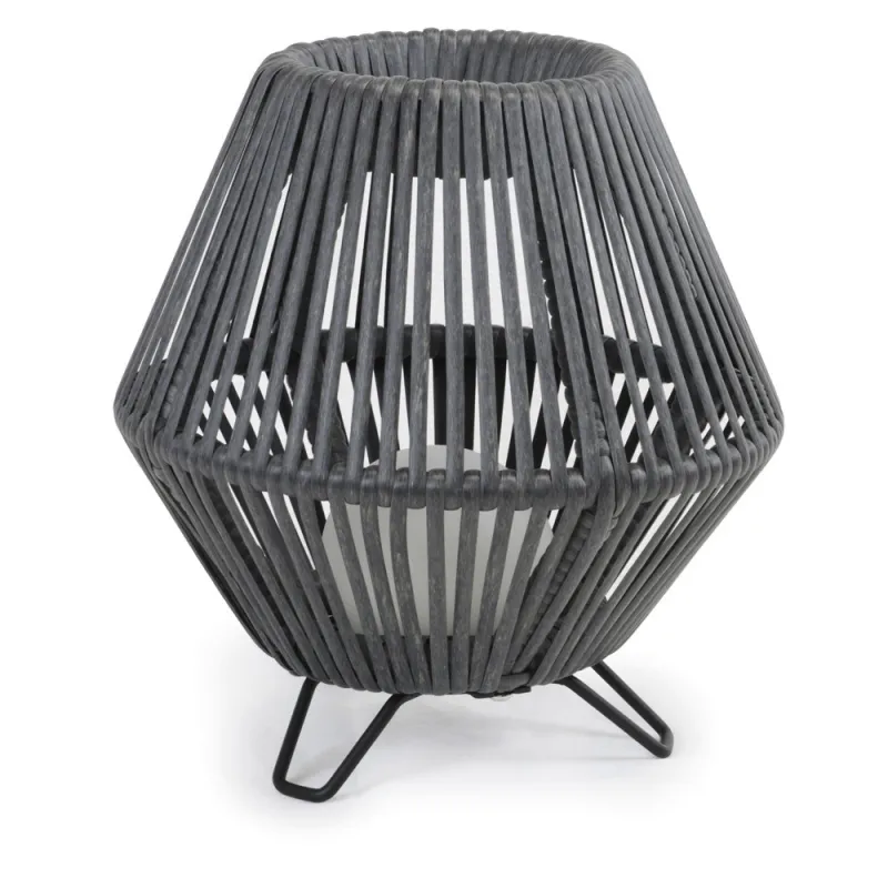 Luminaire sol NELL E27 LED Ø56cm H.53cm Ratán Grafito - Pas cher