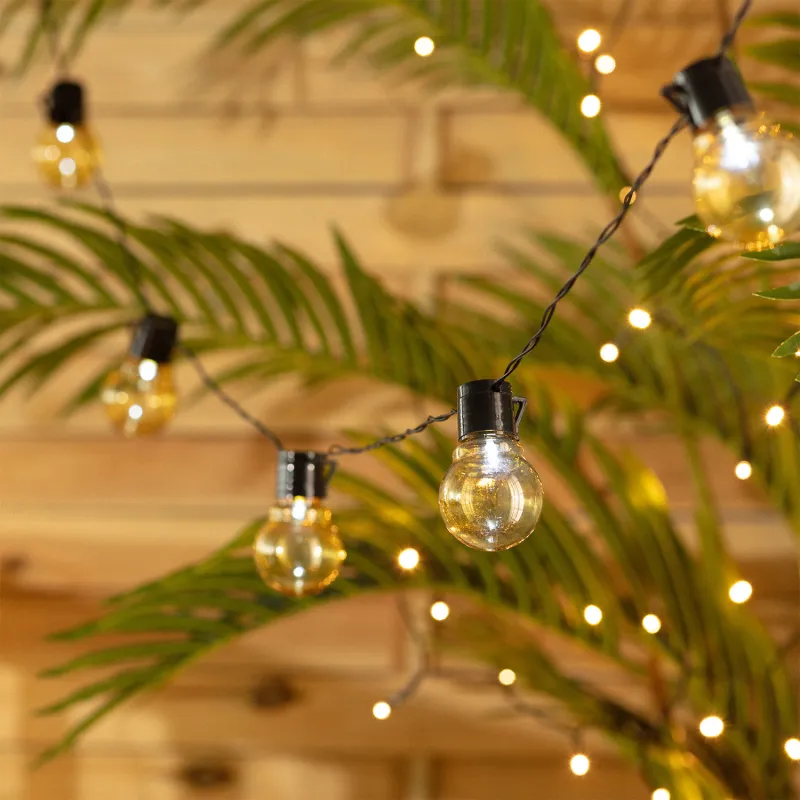 Guirlande solaire 2m lumineuse led décoration blanc chaud 3000k