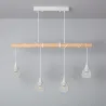 Suspension blanche et bois 4 grilles vintage lustre plafonnier culot ampoule e27