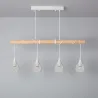 Suspension blanche et bois 4 grilles vintage lustre plafonnier culot ampoule e27