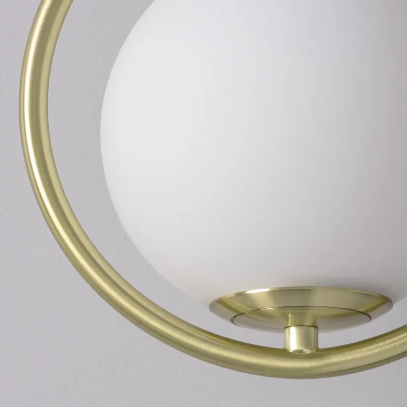 Applique murale boule blanche culot g9 métal doré