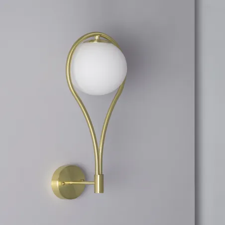 Applique murale boule blanche culot g9 métal doré