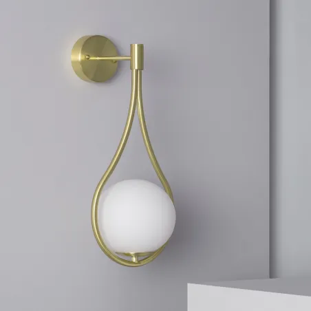 Applique murale boule blanche culot g9 métal doré