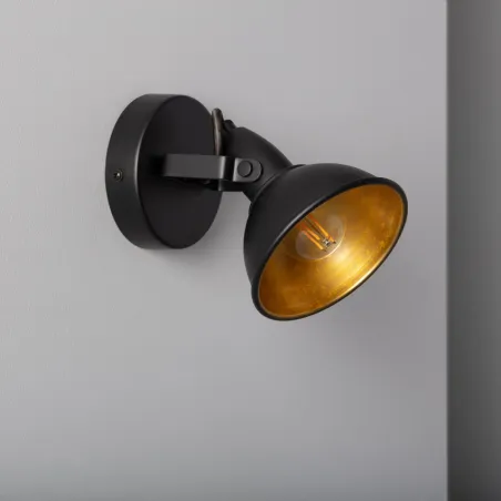 Applique éclairage mural ou de plafond spot patère orientable noir et doré-culot e14