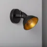 Applique éclairage mural ou de plafond spot patère orientable noir et doré-culot e14