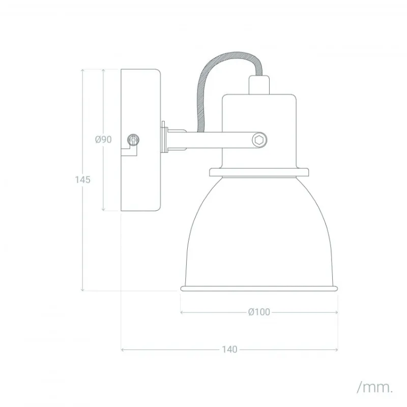 Applique plafonnier éclairage patere orientable gris retro culot e14
