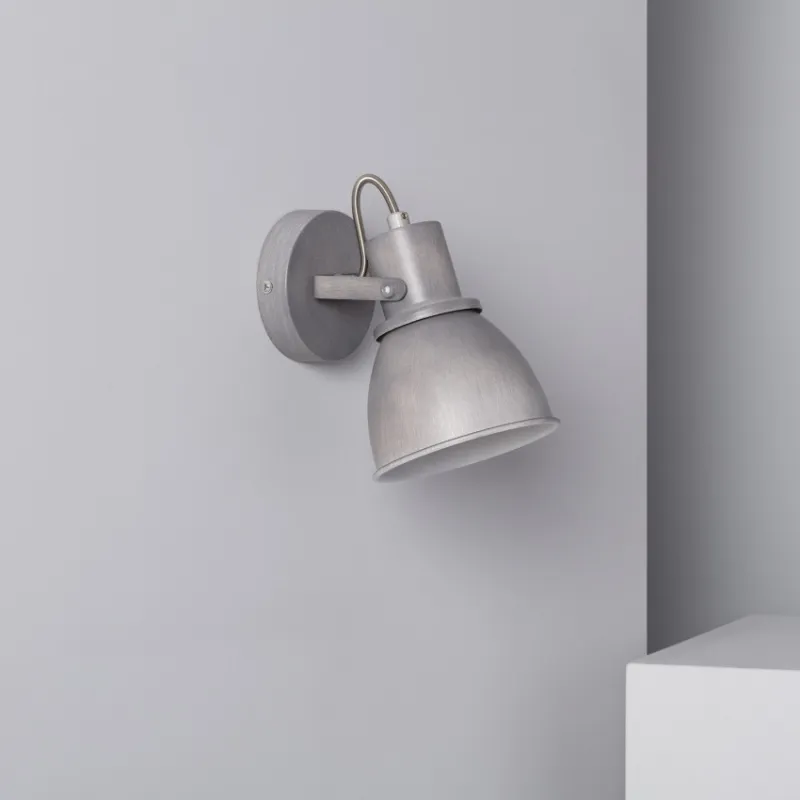 Applique plafonnier éclairage patere orientable gris retro culot e14
