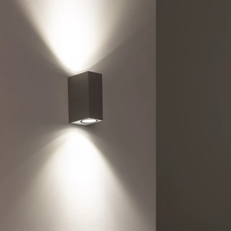Applique murale aluminium ip54 double spot gu10 étanche