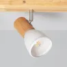 Applique plafonnier 4 têtes orientable blanche et bois culot e14