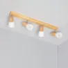 Applique plafonnier 4 têtes orientable blanche et bois culot e14