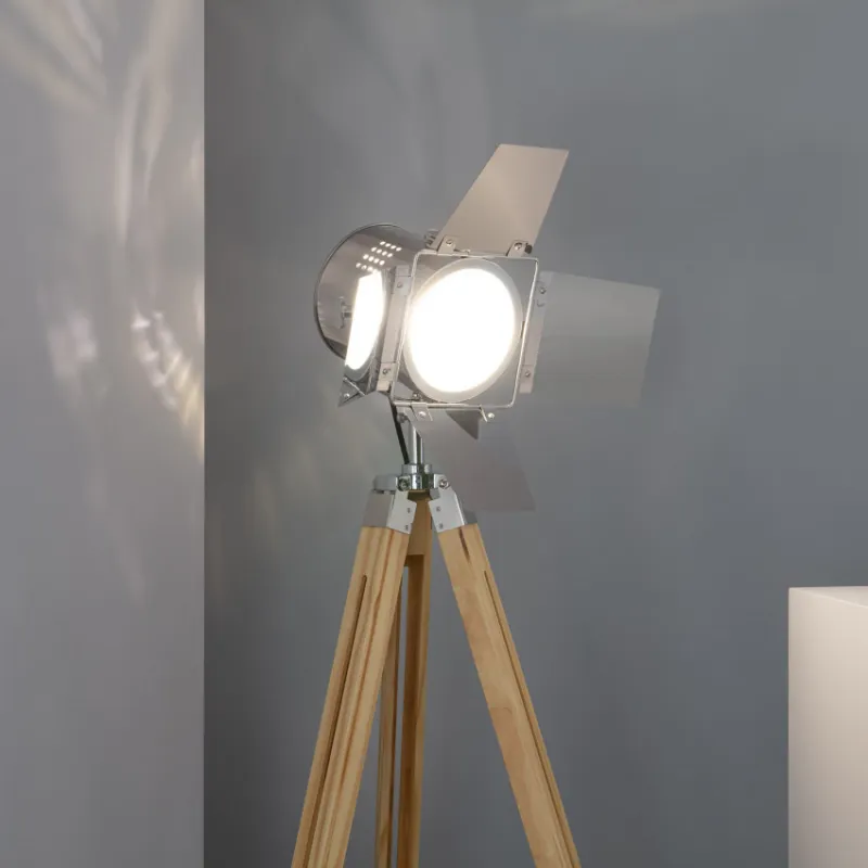 lampadaire-140cm-chrome-culot-e27-pied-bois-et-metal-retro