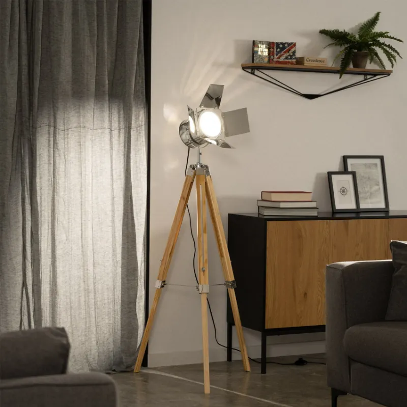 lampadaire-140cm-chrome-culot-e27-pied-bois-et-metal-retro
