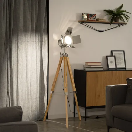 lampadaire-140cm-chrome-culot-e27-pied-bois-et-metal-retro