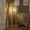 Lampadaire a poser cube bois douille blanche suspendu culot e27