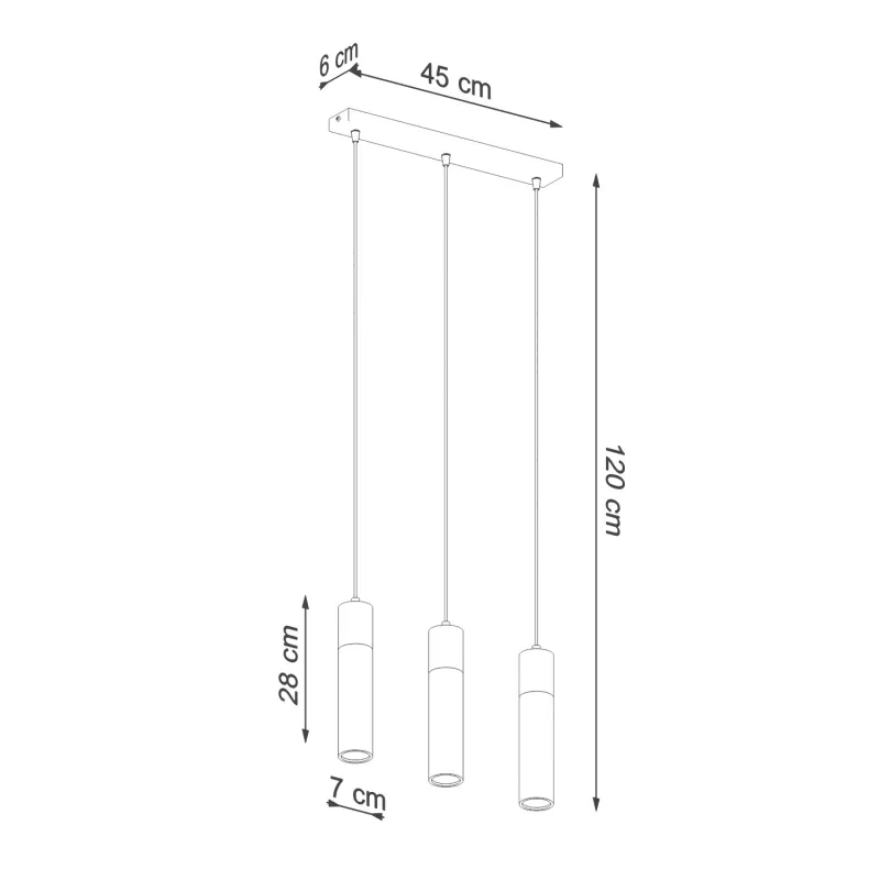 Suspension ZANE 3  gris