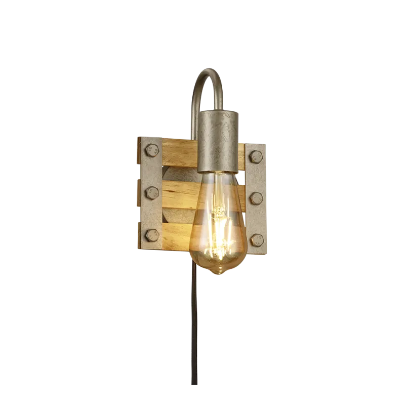 TRIO Applique intérieur nickel antik et couleur bois KHAN - Pas cher