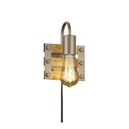 TRIO Applique intérieur nickel antik et couleur bois KHAN - Pas cher