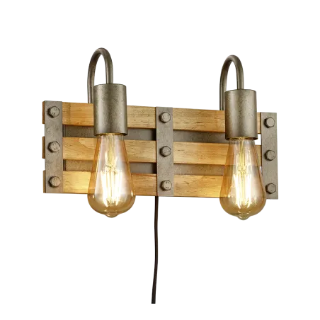 TRIO Applique intérieur nickel antik et couleur bois KHAN - Pas cher