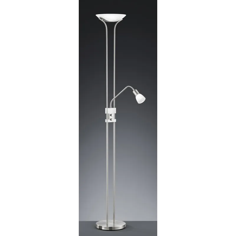 TRIO Lampadaire intérieur nickel mat et albâtre SANTO II - Pas cher
