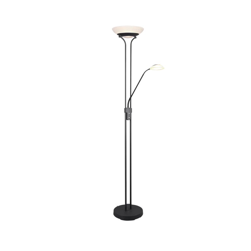 TRIO Lampadaire intérieur noir mat et albâtre ORSON - Pas cher